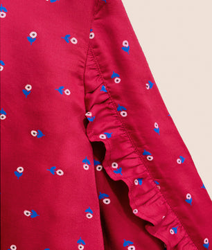Girls Long Sleeves Rayon Top Maroon