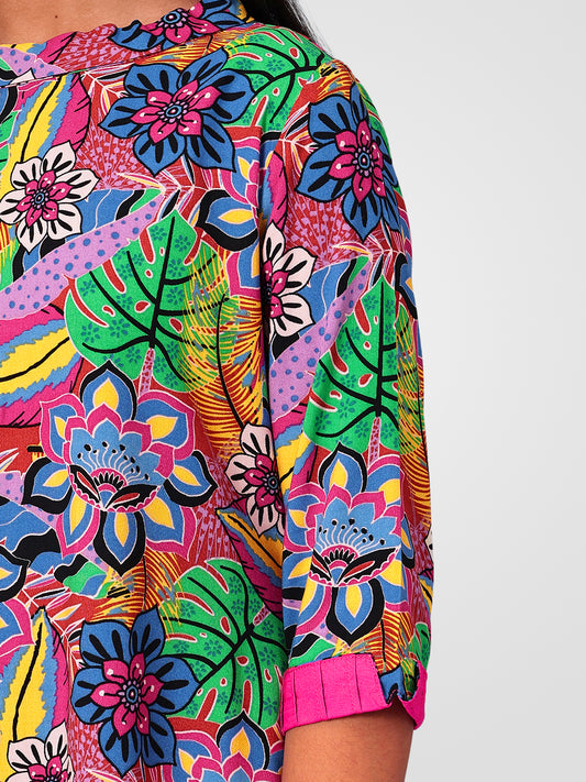 Girls Multicolored Printed Rayon Dress