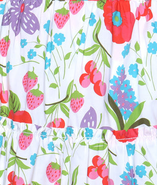 Girls Tiered Skirt in Printed Cotton