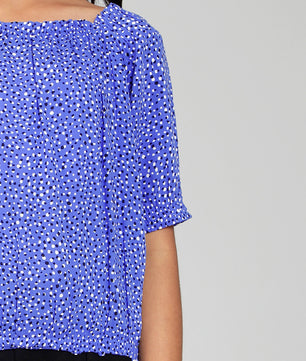 Girls Blue Printed Rayon Top