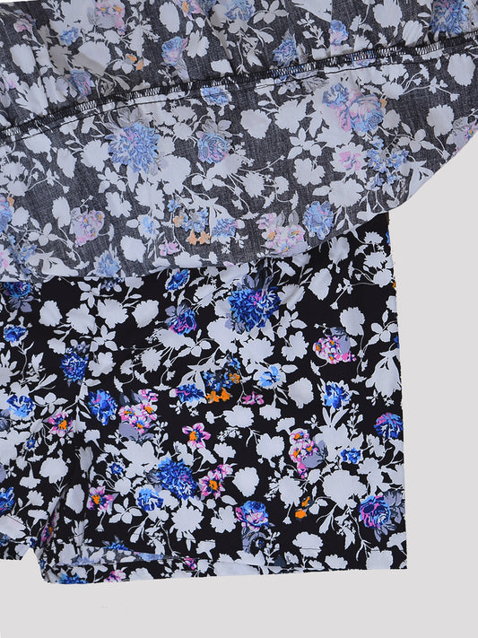 Girls Tiered Skirt in Printed Cotton