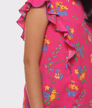 Girls Magenta Ruffles Top