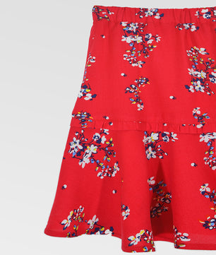 Girls Printed Rayon Flared Skirt