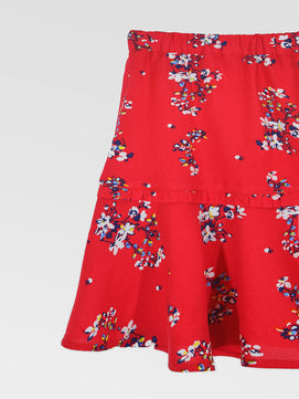 Girls Printed Rayon Flared Skirt