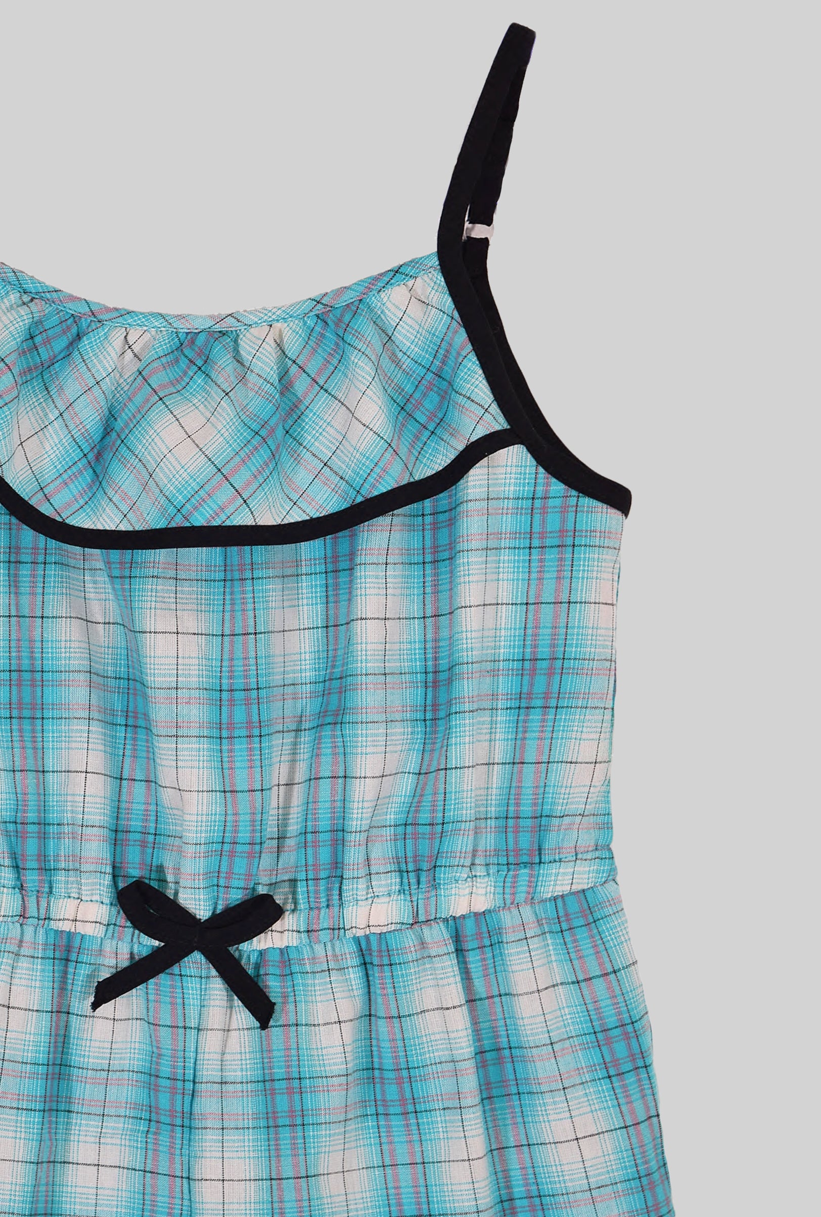 Girls Checks Cotton Romper
