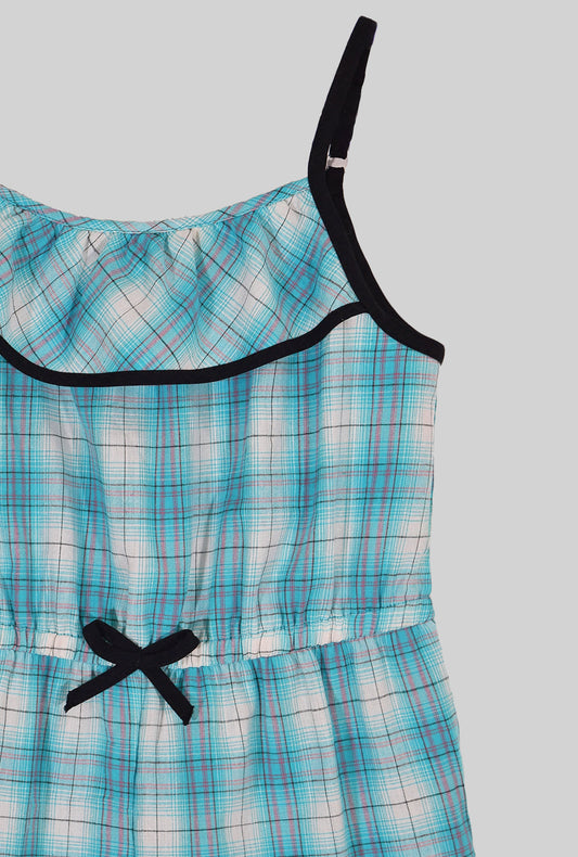 Girls Checks Cotton Romper