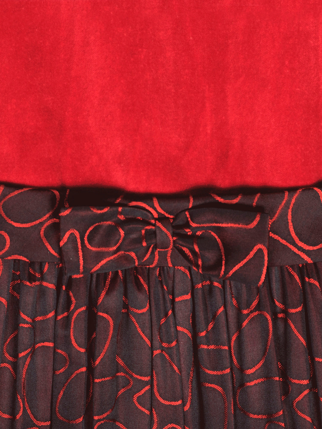 Girls Red Velvet Long Sleeves Dress