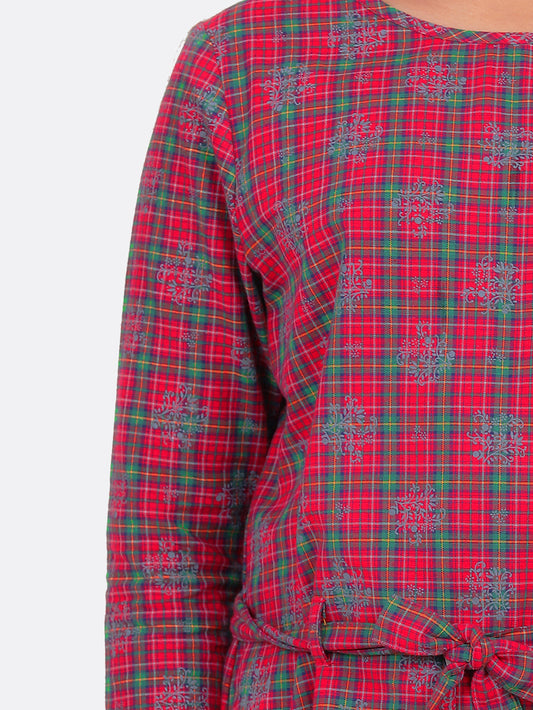 Girls Full Sleeves Top in Check