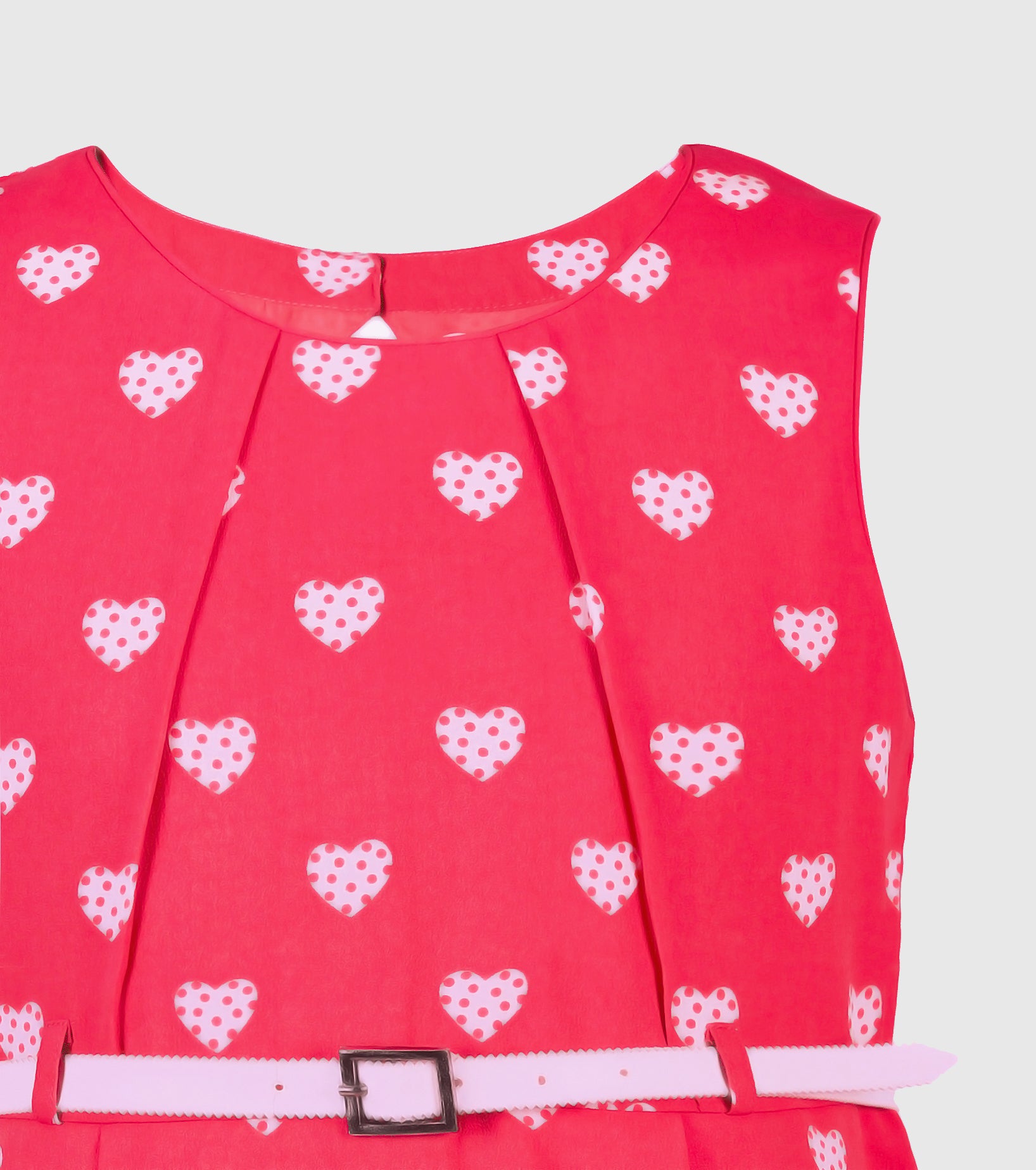 Girls Hearts Print Coral Dress
