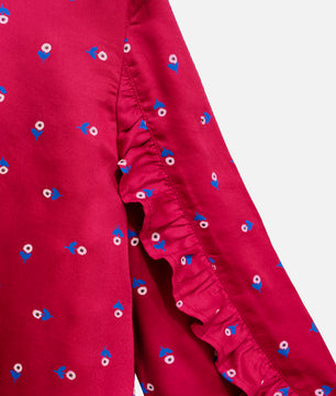 Girls Long Sleeves Rayon Top Maroon