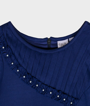 Girls Navy Blue Long Sleeves Dress