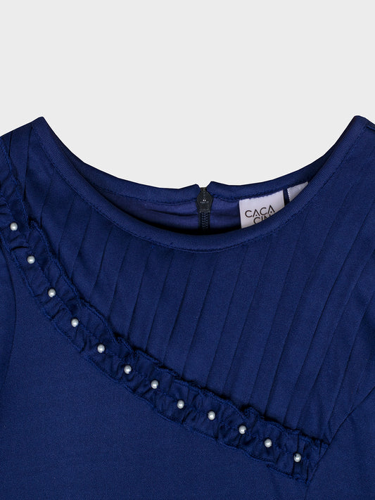 Girls Navy Blue Long Sleeves Dress