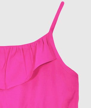 Girls Ruffle Neck Dress