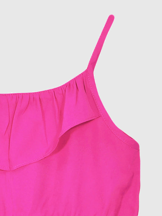 Girls Ruffle Neck Dress