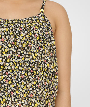 Girls Black Printed Georgette Top