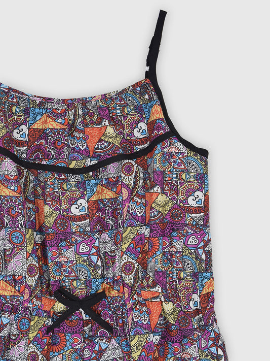 Girls Printed Rayon Romper