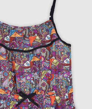 Girls Printed Rayon Romper