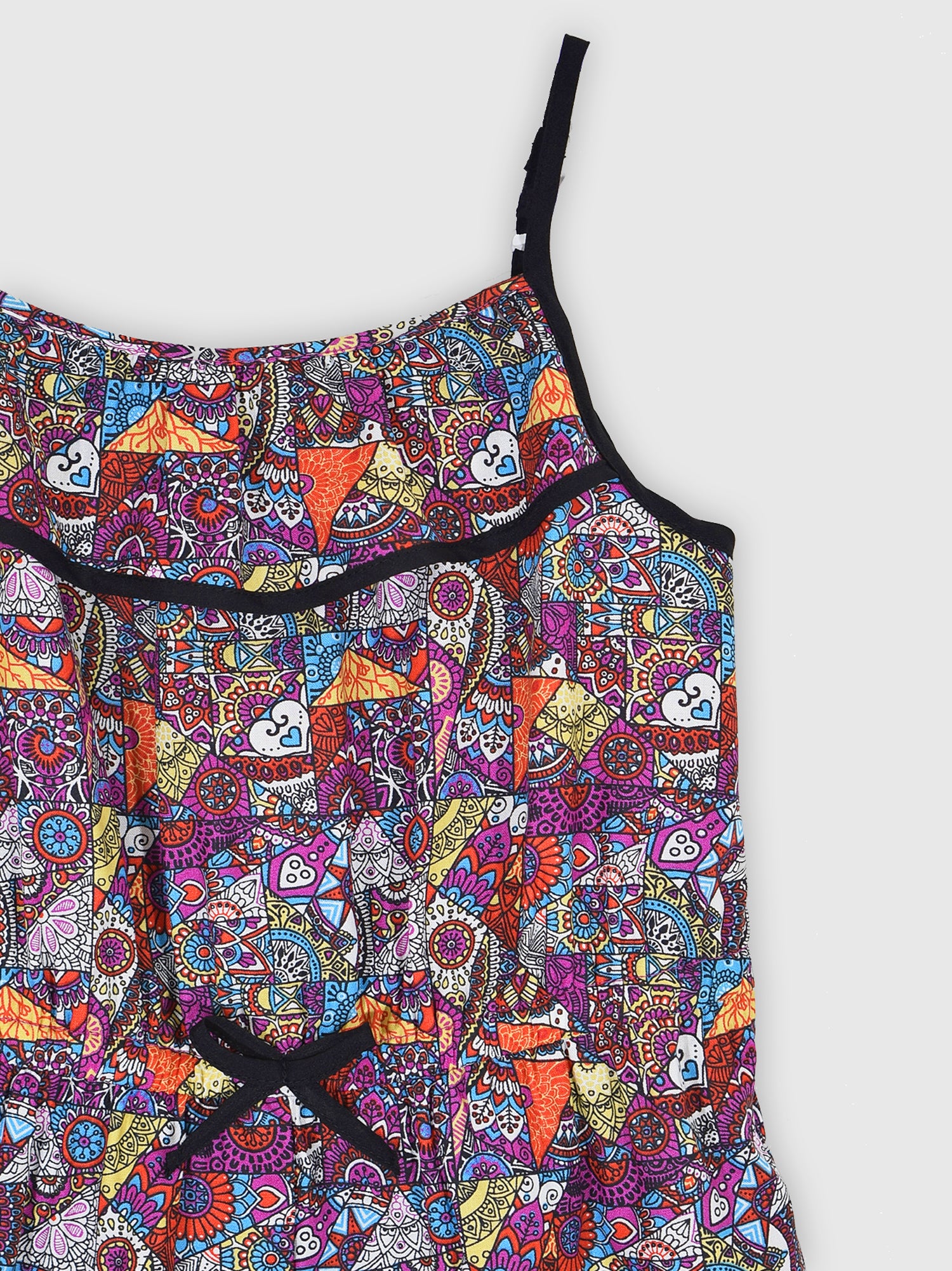 Girls Printed Rayon Romper