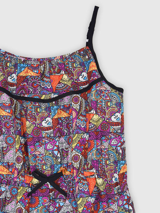 Girls Printed Rayon Romper