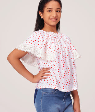 Girls Polka Dotted Rayon Top