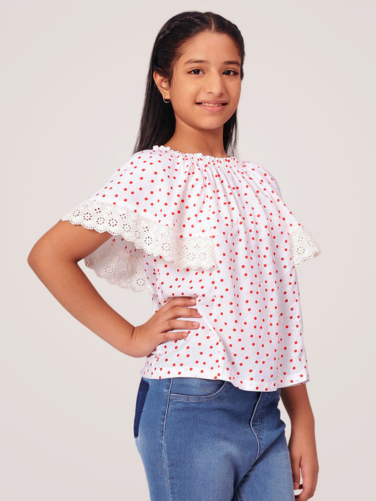 Girls Polka Dotted Rayon Top