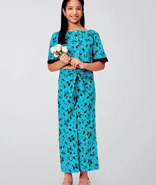 Girls Printed Cotton Top and Palazzo Set