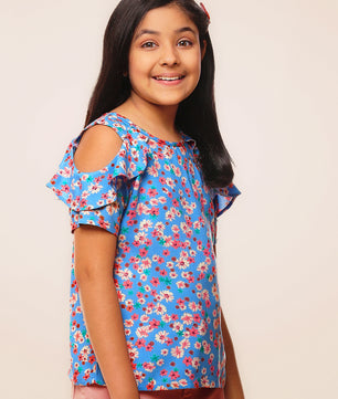 Girls Blue Rayon Top