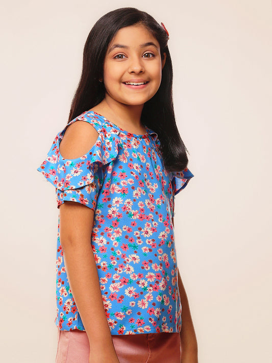 Girls Blue Rayon Top