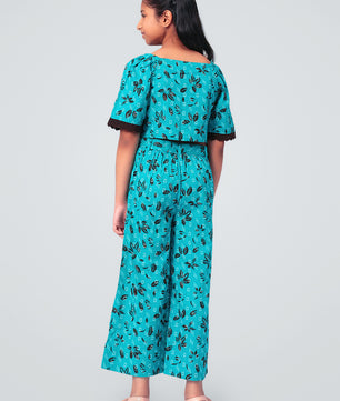 Girls Printed Cotton Top and Palazzo Set