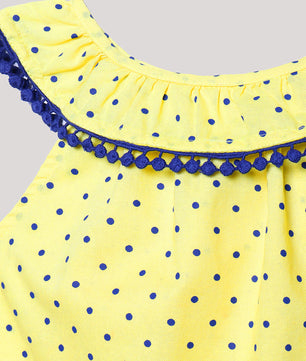 Girls Neck Frill Cotton Top