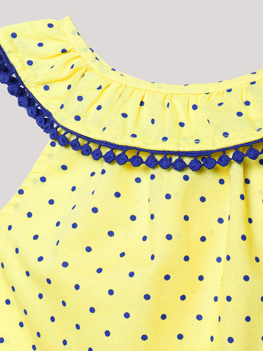 Girls Neck Frill Cotton Top