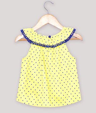 Girls Neck Frill Cotton Top