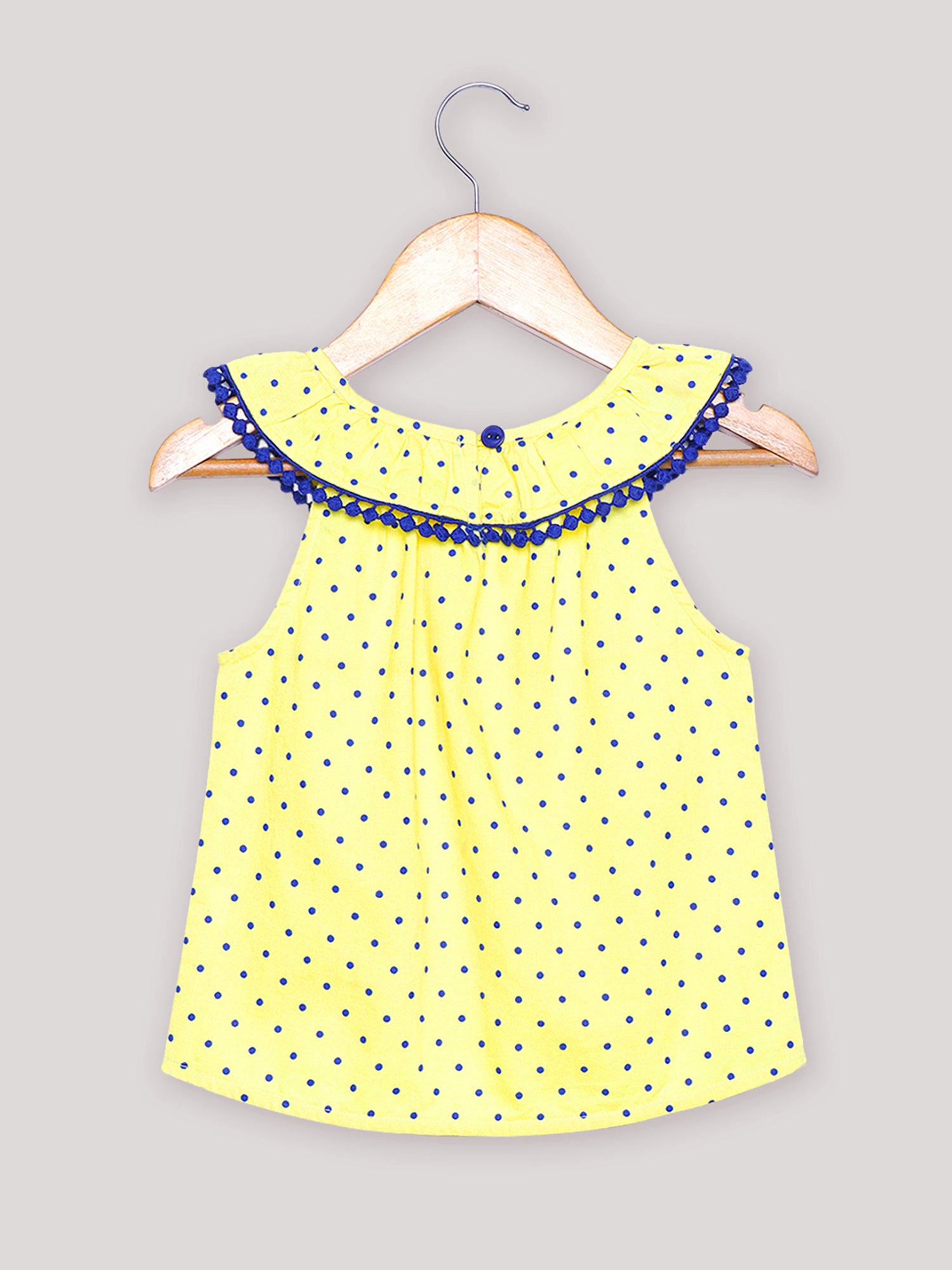 Girls Neck Frill Cotton Top