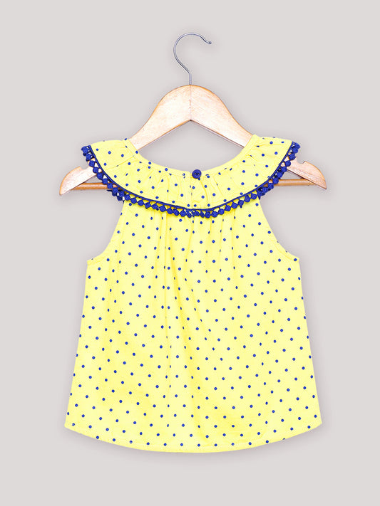 Girls Neck Frill Cotton Top