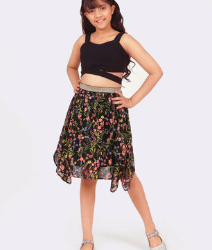 Girls Black Georgette Skirt