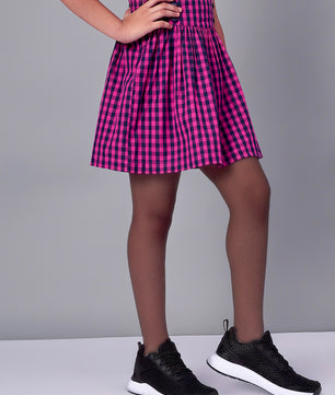 Girls Plaid Skirt in Blue and Pink