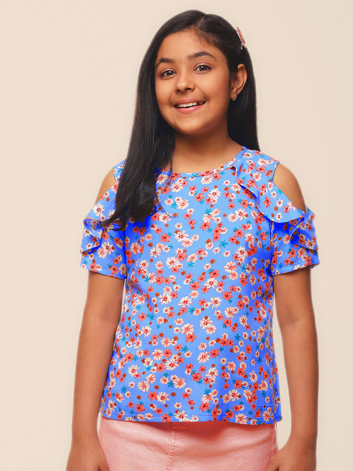 Girls Blue Rayon Top