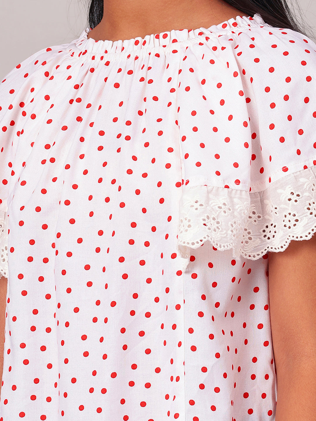 Girls Polka Dotted Rayon Top