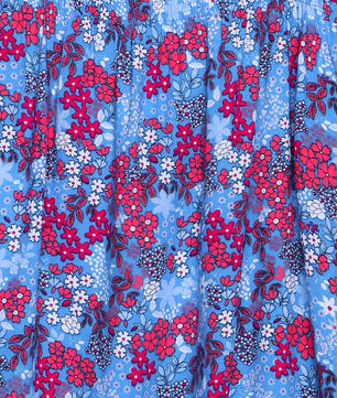 Girls Cold Shoulder Top in Blue Printed Rayon