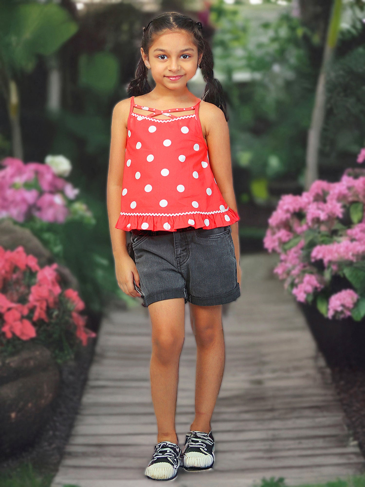 Girls Cold Shoulder Ruffle Top