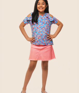Girls Blue Rayon Top
