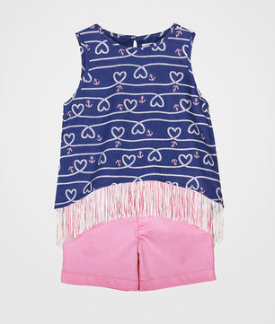 Girls Sailor Print Clothing Set