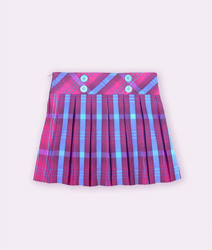 Girls Plaid Skirt in Wine and Blue Checks