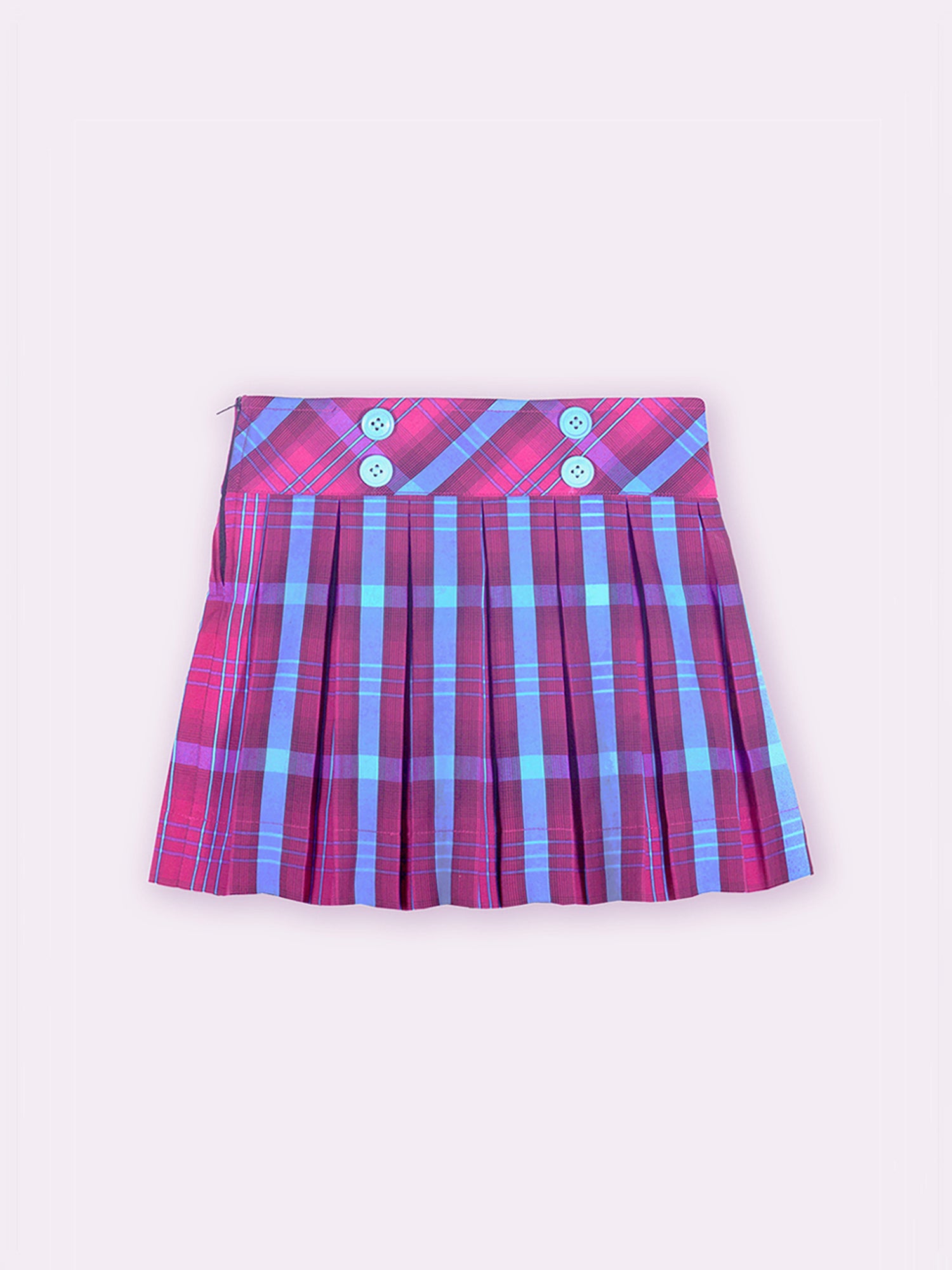 Girls Plaid Skirt in Wine and Blue Checks