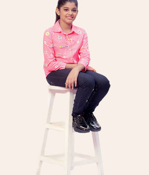 Girls Shirt Style Cotton Top