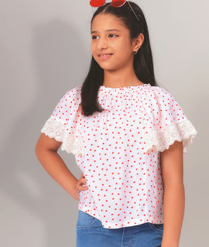 Girls Polka Dotted Rayon Top
