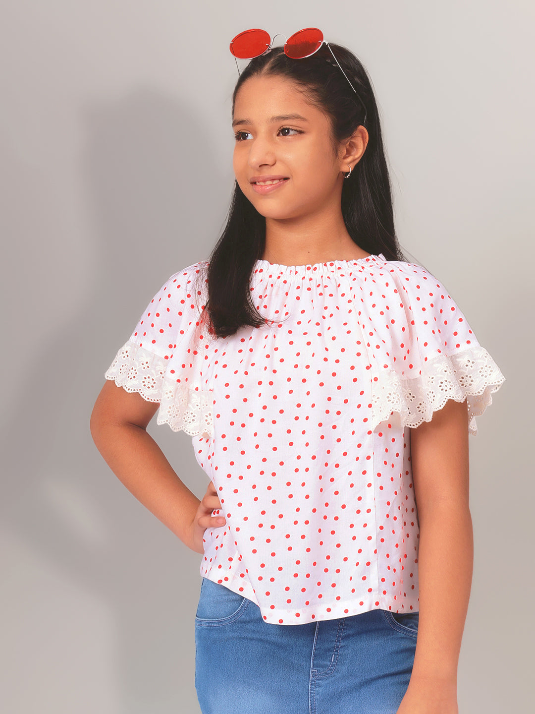 Girls Polka Dotted Rayon Top