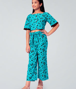 Girls Printed Cotton Top and Palazzo Set