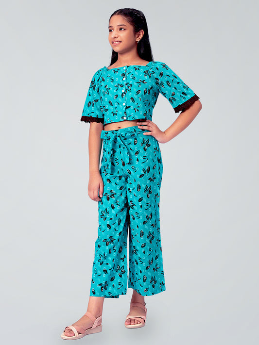 Girls Printed Cotton Top and Palazzo Set
