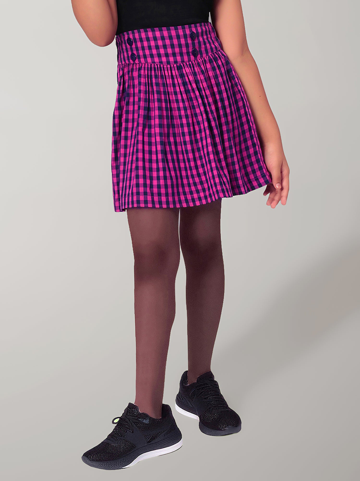 Girls Plaid Skirt in Blue and Pink